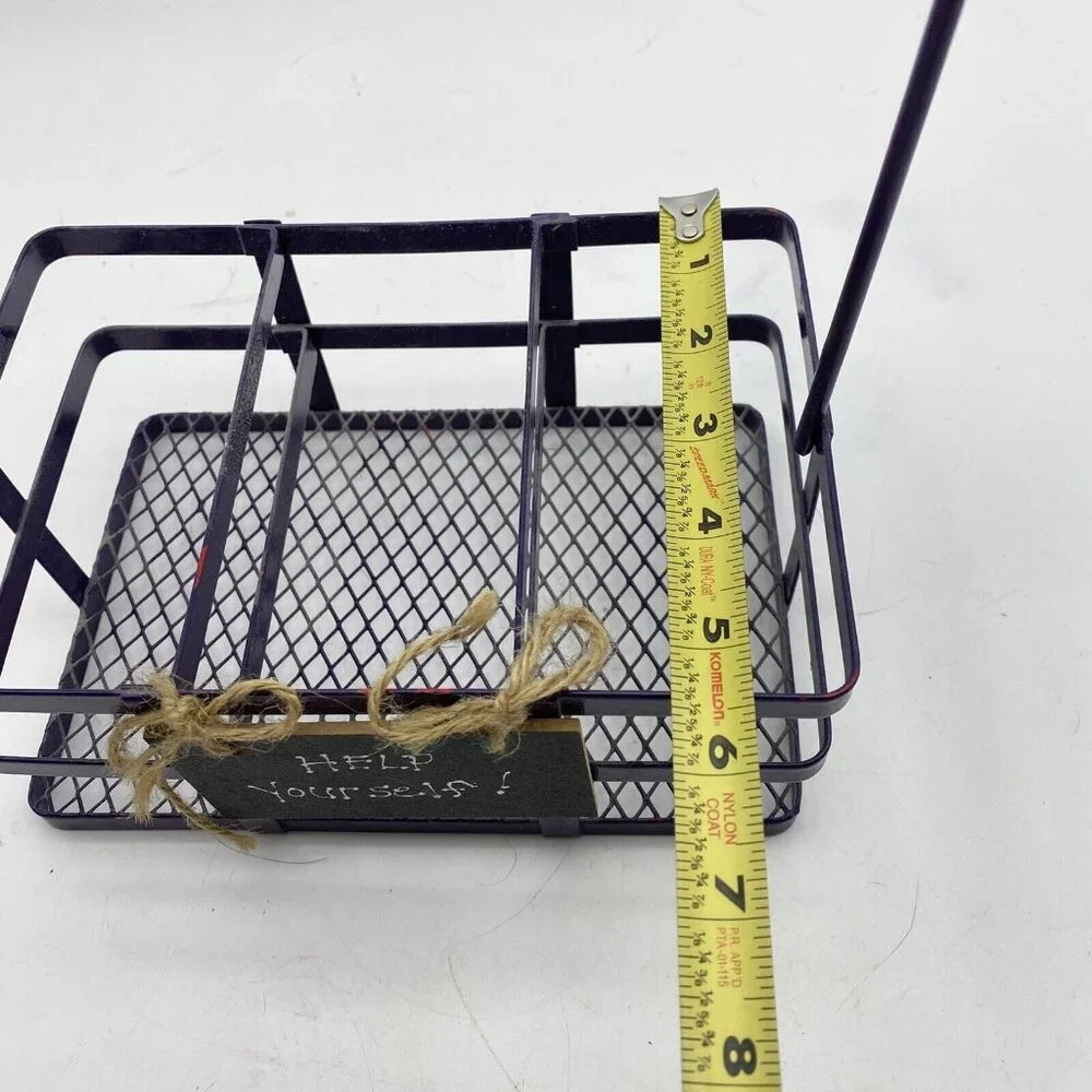 Metal‎ Basket Utensil Condiments Holder Caddy 3 Compartment Purple Picnic Crafts